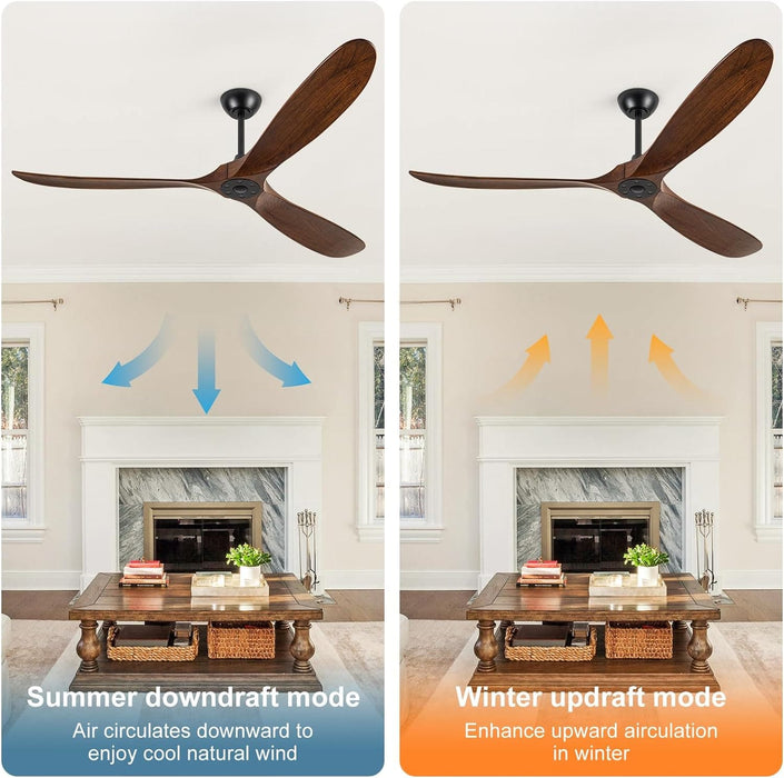 72 in. Ceiling Fans without Lights, Large Wet Rated Ceiling Fan for Porch Patio, Wood Reversible Ceiling Fan with Remote-6-ErisView