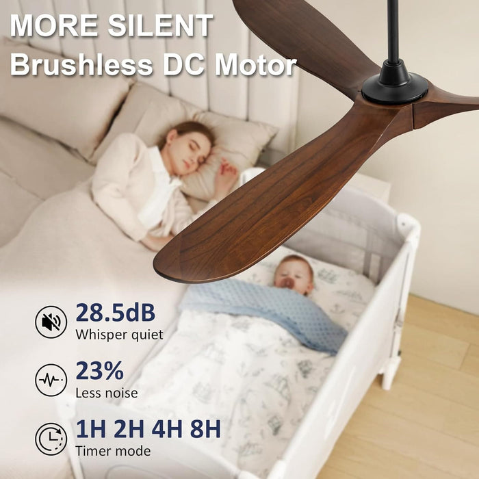 72 in. Ceiling Fans without Lights, Large Wet Rated Ceiling Fan for Porch Patio, Wood Reversible Ceiling Fan with Remote-7-ErisView