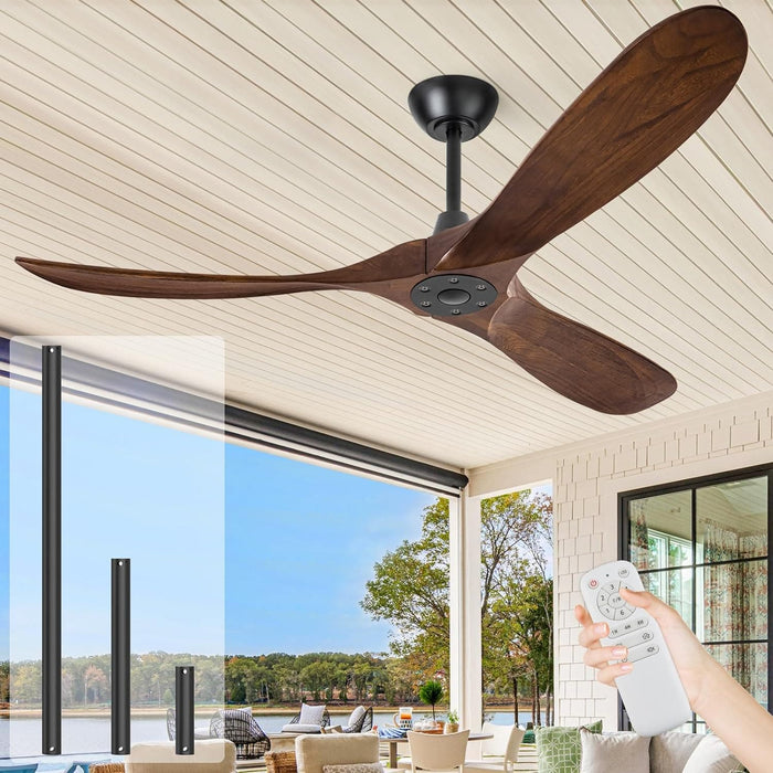 72 in. Ceiling Fans without Lights, Large Wet Rated Ceiling Fan for Porch Patio, Wood Reversible Ceiling Fan with Remote-9-ErisView