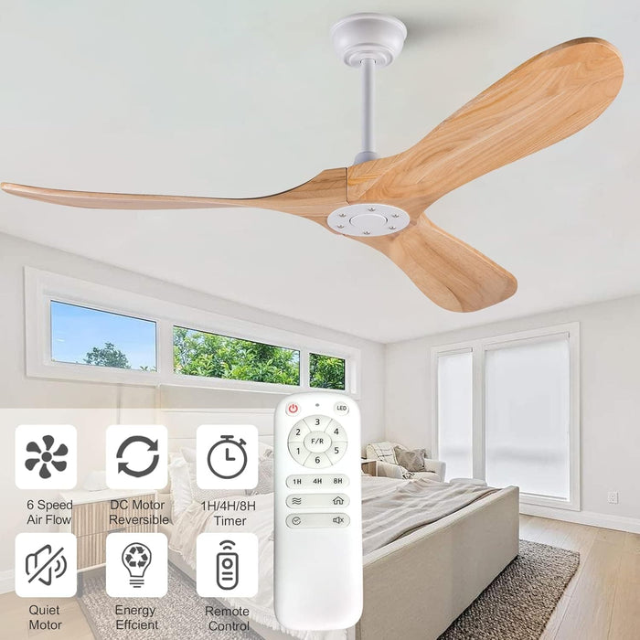 72 in. Ceiling Fans without Lights, Wood Remote Control Fan, Reversible Modern Ceiling Fan for Living Room Bedroom Kitchen-11-ErisView