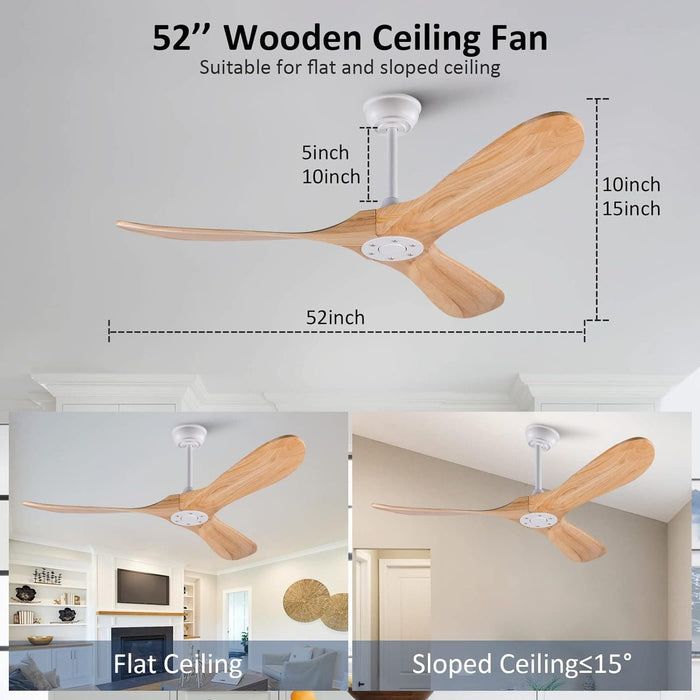72 in. Ceiling Fans without Lights, Wood Remote Control Fan, Reversible Modern Ceiling Fan for Living Room Bedroom Kitchen-13-ErisView