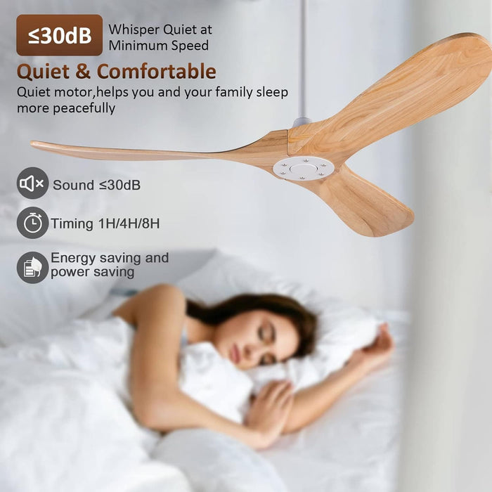 72 in. Ceiling Fans without Lights, Wood Remote Control Fan, Reversible Modern Ceiling Fan for Living Room Bedroom Kitchen-14-ErisView