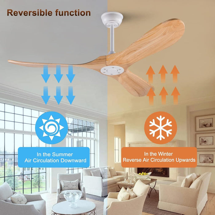 72 in. Ceiling Fans without Lights, Wood Remote Control Fan, Reversible Modern Ceiling Fan for Living Room Bedroom Kitchen-15-ErisView