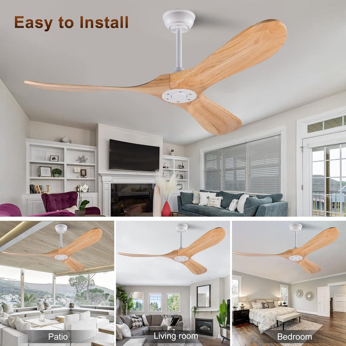 72 in. Ceiling Fans without Lights, Wood Remote Control Fan, Reversible Modern Ceiling Fan for Living Room Bedroom Kitchen-16-ErisView