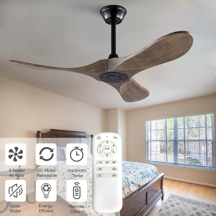 72 in. Ceiling Fans without Lights, Wood Remote Control Fan, Reversible Modern Ceiling Fan for Living Room Bedroom Kitchen-19-ErisView
