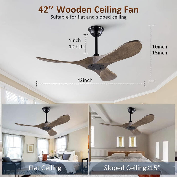72 in. Ceiling Fans without Lights, Wood Remote Control Fan, Reversible Modern Ceiling Fan for Living Room Bedroom Kitchen-20-ErisView