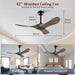 72 in. Ceiling Fans without Lights, Wood Remote Control Fan, Reversible Modern Ceiling Fan for Living Room Bedroom Kitchen-20-ErisView