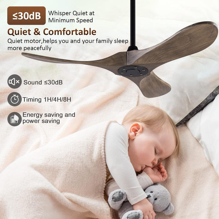 72 in. Ceiling Fans without Lights, Wood Remote Control Fan, Reversible Modern Ceiling Fan for Living Room Bedroom Kitchen-21-ErisView
