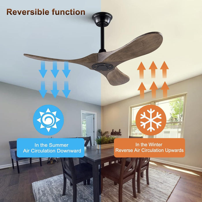 72 in. Ceiling Fans without Lights, Wood Remote Control Fan, Reversible Modern Ceiling Fan for Living Room Bedroom Kitchen-22-ErisView