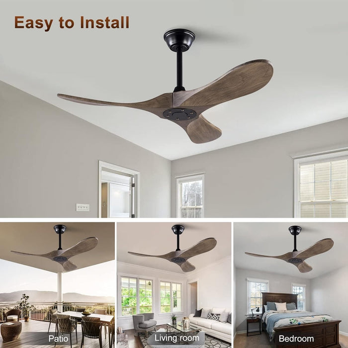72 in. Ceiling Fans without Lights, Wood Remote Control Fan, Reversible Modern Ceiling Fan for Living Room Bedroom Kitchen-23-ErisView
