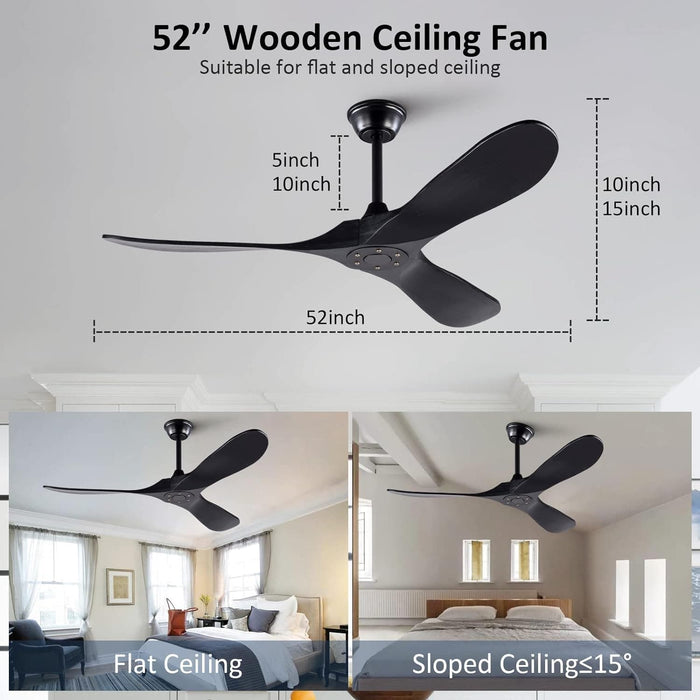 72 in. Ceiling Fans without Lights, Wood Remote Control Fan, Reversible Modern Ceiling Fan for Living Room Bedroom Kitchen-27-ErisView