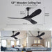 72 in. Ceiling Fans without Lights, Wood Remote Control Fan, Reversible Modern Ceiling Fan for Living Room Bedroom Kitchen-27-ErisView