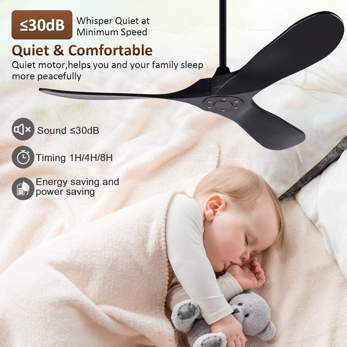 72 in. Ceiling Fans without Lights, Wood Remote Control Fan, Reversible Modern Ceiling Fan for Living Room Bedroom Kitchen-28-ErisView