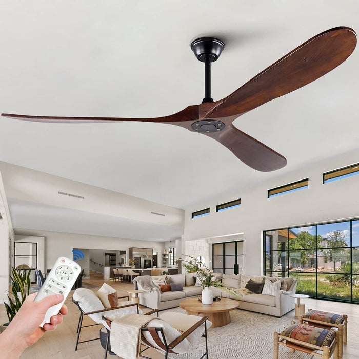 72 in. Ceiling Fans without Lights, Wood Remote Control Fan, Reversible Modern Ceiling Fan for Living Room Bedroom Kitchen-2-ErisView
