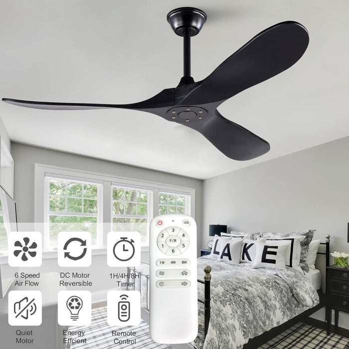 72 in. Ceiling Fans without Lights, Wood Remote Control Fan, Reversible Modern Ceiling Fan for Living Room Bedroom Kitchen-30-ErisView