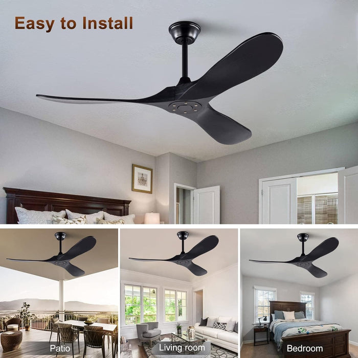 72 in. Ceiling Fans without Lights, Wood Remote Control Fan, Reversible Modern Ceiling Fan for Living Room Bedroom Kitchen-31-ErisView