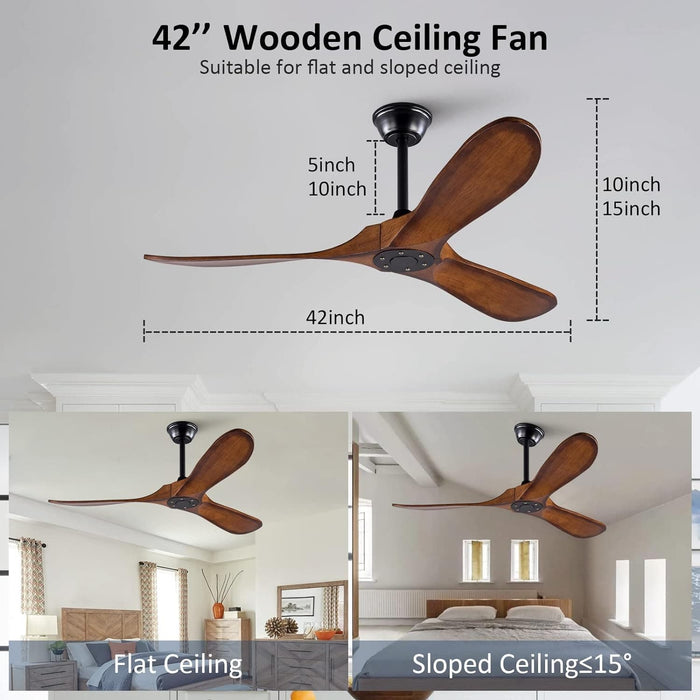 72 in. Ceiling Fans without Lights, Wood Remote Control Fan, Reversible Modern Ceiling Fan for Living Room Bedroom Kitchen-34-ErisView