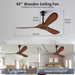 72 in. Ceiling Fans without Lights, Wood Remote Control Fan, Reversible Modern Ceiling Fan for Living Room Bedroom Kitchen-34-ErisView
