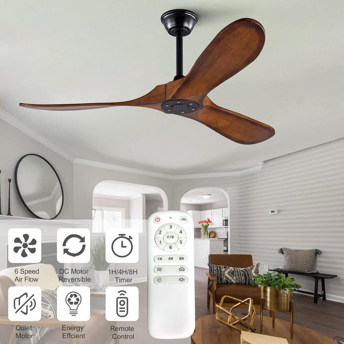 72 in. Ceiling Fans without Lights, Wood Remote Control Fan, Reversible Modern Ceiling Fan for Living Room Bedroom Kitchen-35-ErisView