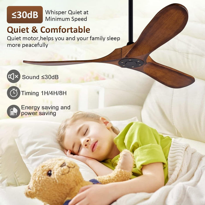 72 in. Ceiling Fans without Lights, Wood Remote Control Fan, Reversible Modern Ceiling Fan for Living Room Bedroom Kitchen-36-ErisView