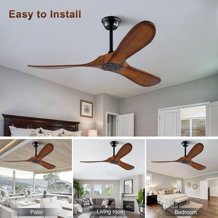 72 in. Ceiling Fans without Lights, Wood Remote Control Fan, Reversible Modern Ceiling Fan for Living Room Bedroom Kitchen-38-ErisView