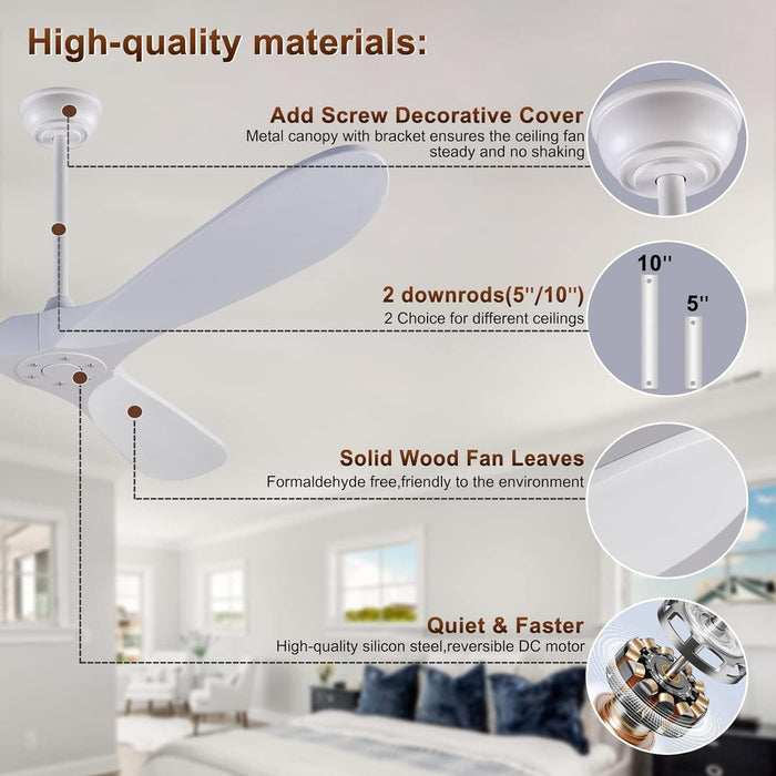 72 in. Ceiling Fans without Lights, Wood Remote Control Fan, Reversible Modern Ceiling Fan for Living Room Bedroom Kitchen-41-ErisView