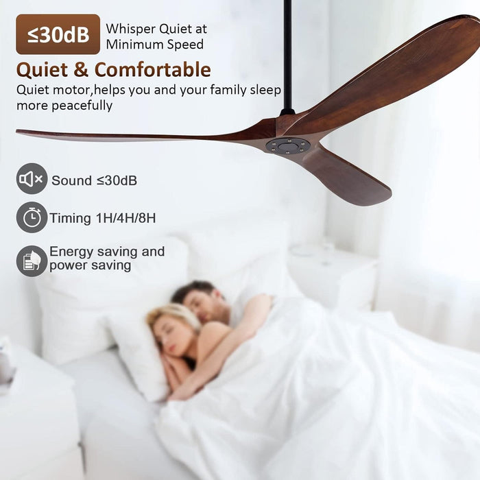72 in. Ceiling Fans without Lights, Wood Remote Control Fan, Reversible Modern Ceiling Fan for Living Room Bedroom Kitchen-5-ErisView