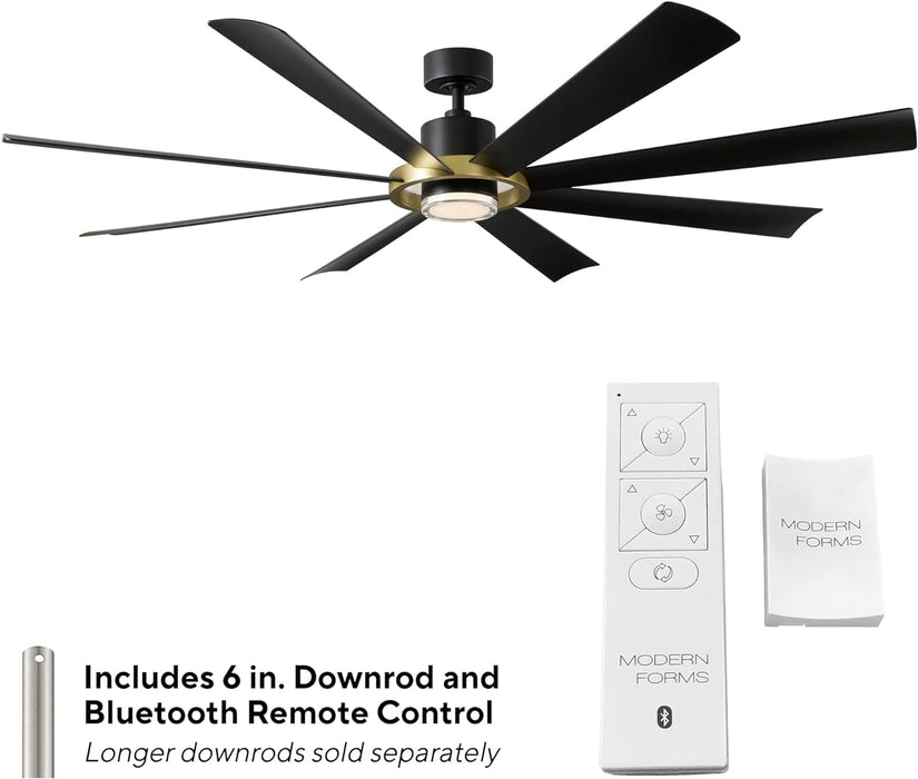 72 in. Indoor and Outdoor LED Smart Ceiling Fan with Light and Remote, Brass Ceiling Fan, Matte Black Outdoor Fan, Works with Alexa and Ios Or android APP-2-ErisView