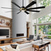 72 in. Indoor and Outdoor LED Smart Ceiling Fan with Light and Remote, Brass Ceiling Fan, Matte Black Outdoor Fan, Works with Alexa and Ios Or android APP-9-ErisView