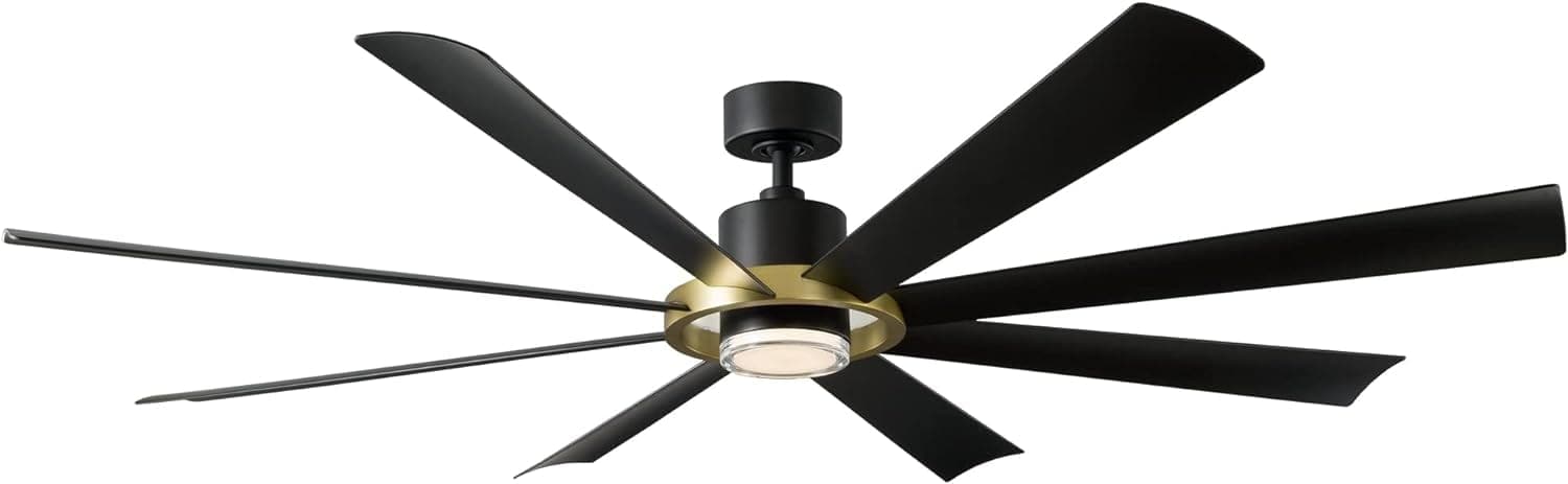 72 in. Indoor and Outdoor LED Smart Ceiling Fan with Light and Remote, Brass Ceiling Fan, Matte Black Outdoor Fan, Works with Alexa and Ios Or android APP-1-ErisView