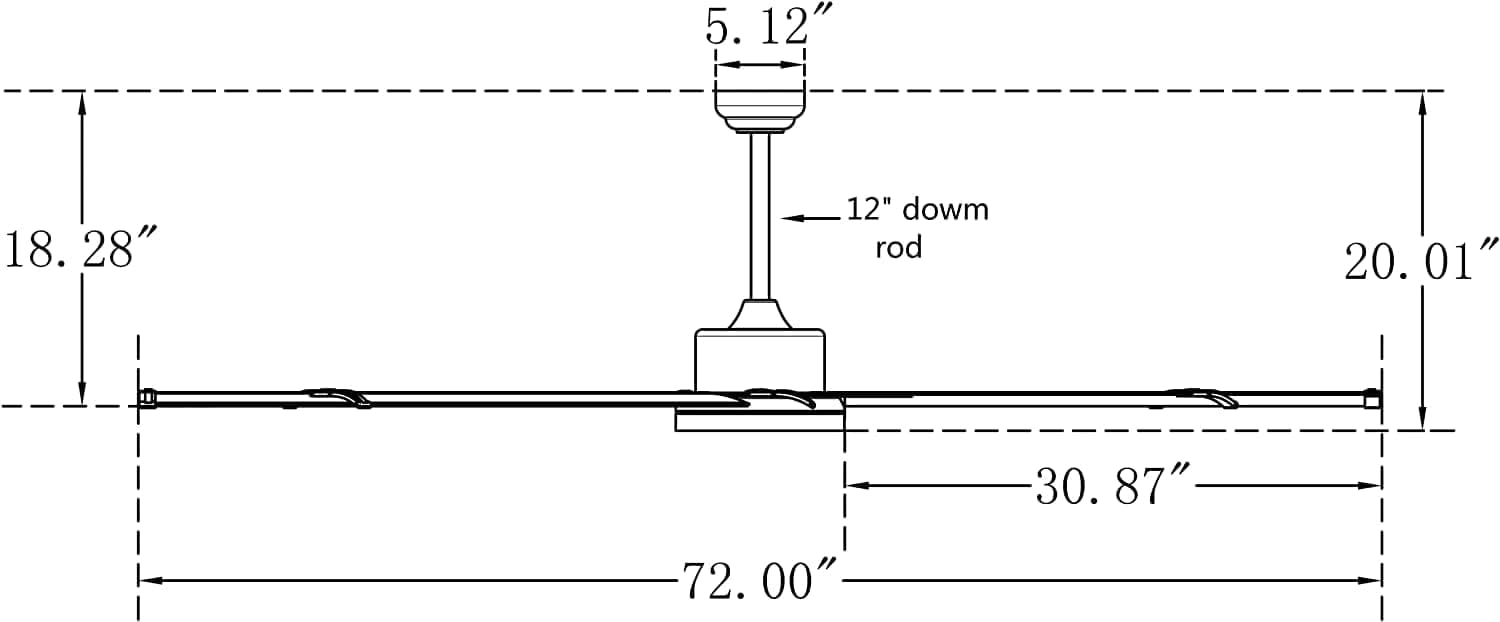 72 in. Industrial Reversible Ceiling Fan with LED Light and Remote for Living Room Basement Sunroom Porch Patio, Black Outdoor Ceiling Fan-3-ErisView