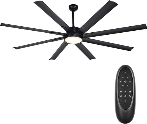 72 in. Industrial Reversible Ceiling Fan with LED Light and Remote for Living Room Basement Sunroom Porch Patio, Black Outdoor Ceiling Fan-1-ErisView