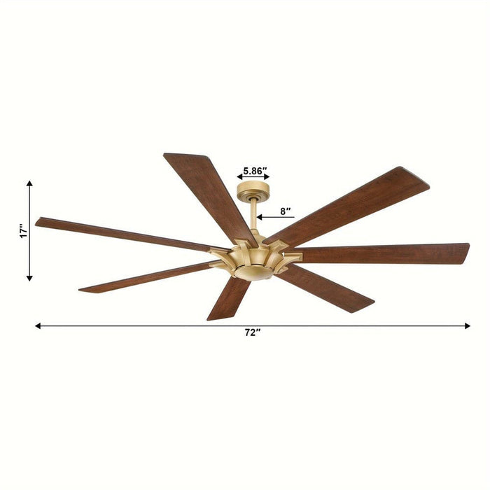 72 in. Large 7-Blade Gold Ceiling Fan with Remote Control, Reversible Ceiling Fan without Light for Living Room Bedroom-ErisView