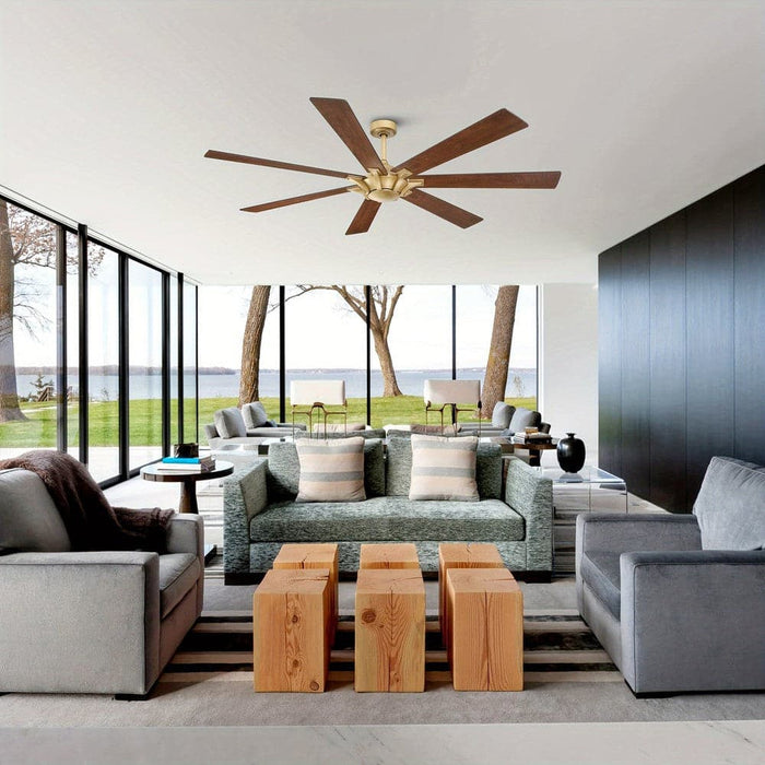 72 in. Large 7-Blade Gold Ceiling Fan with Remote Control, Reversible Ceiling Fan without Light for Living Room Bedroom-ErisView