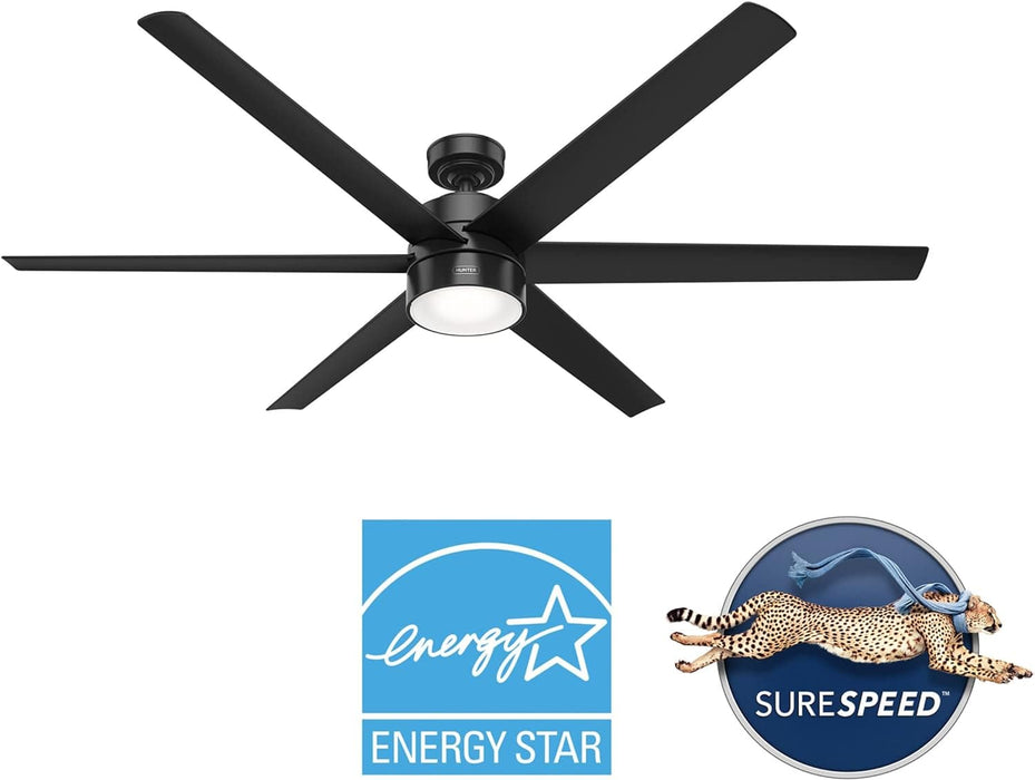 72 in. Large Ceiling Fans, Matte Black Outdoor Fan with Bright LED Light Kit Remote Control, High End Ceiling Fans, Hugger Ceiling Fans-2-ErisView