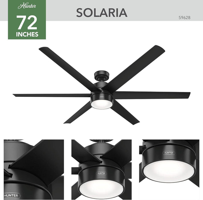 72 in. Large Ceiling Fans, Matte Black Outdoor Fan with Bright LED Light Kit Remote Control, High End Ceiling Fans, Hugger Ceiling Fans-3-ErisView