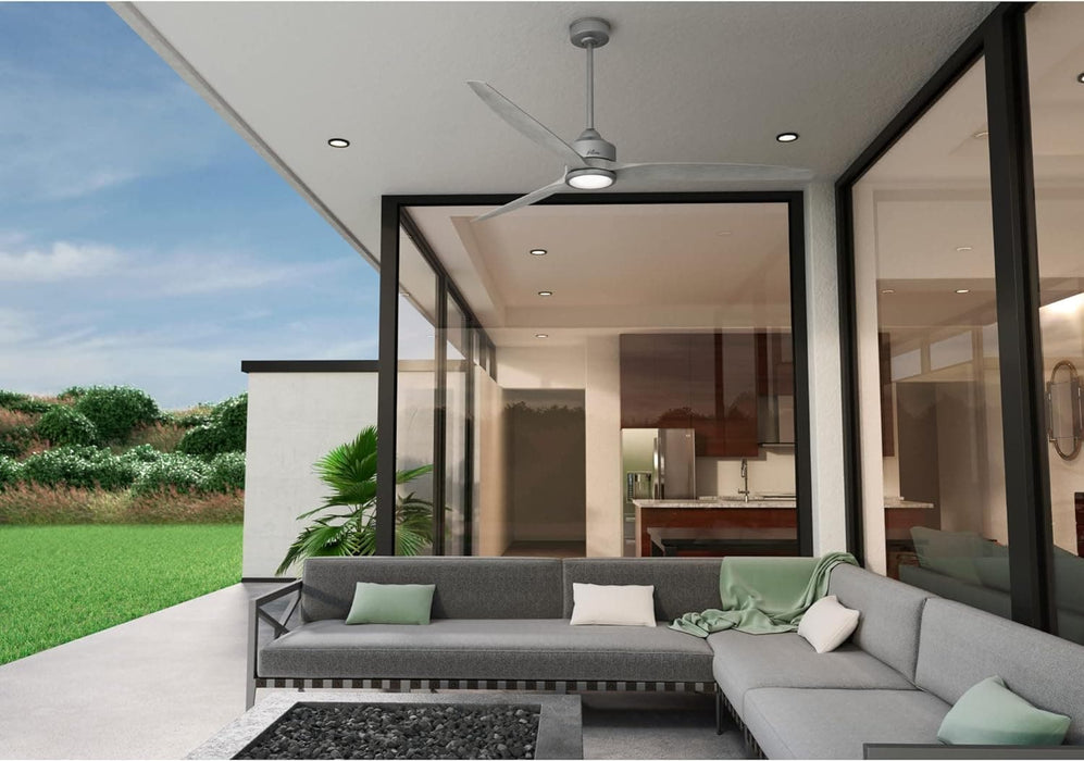72 in. Large Ceiling Fans, Matte Silver Indoor Outdoor Ceiling Fans with LED Light Kit and Handheld Remote, Hugger Ceiling Fans-2-ErisView