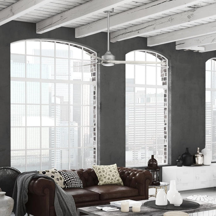 72 in. Large Ceiling Fans, Matte Silver Indoor Outdoor Ceiling Fans with LED Light Kit and Handheld Remote, Hugger Ceiling Fans-3-ErisView