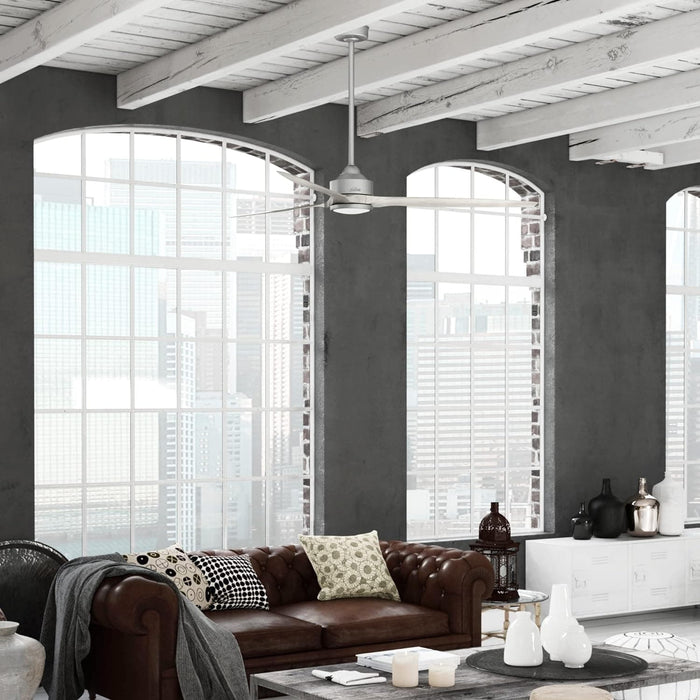 72 in. Large Ceiling Fans, Matte Silver Indoor Outdoor Ceiling Fans with LED Light Kit and Handheld Remote, Hugger Ceiling Fans-4-ErisView