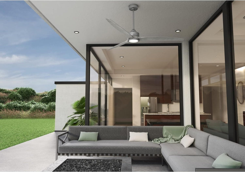 72 in. Large Ceiling Fans, Matte Silver Indoor Outdoor Ceiling Fans with LED Light Kit and Handheld Remote, Hugger Ceiling Fans-5-ErisView