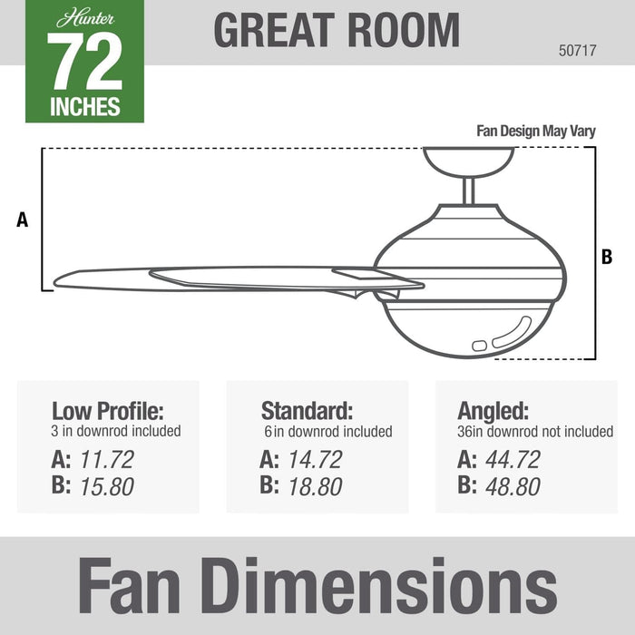 72 in. Large Ceiling Fans, Matte White Ceiling Fan, Ceiling Hugger Ceiling Fans, Cathedral Ceiling Fan-8-ErisView