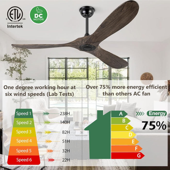 72 in. Large Ceiling Fans without Lights, Quiet Modern Ceiling Fan with Remote, Propeller Ceiling Fan for Patio, Cathedral Ceiling Fan-15-ErisView