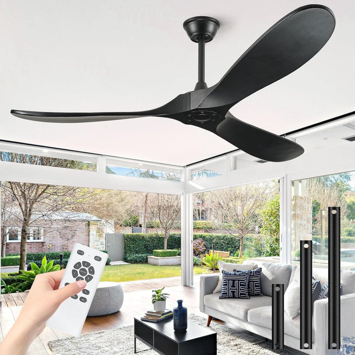 72 in. Large Ceiling Fans without Lights, Quiet Modern Ceiling Fan with Remote, Propeller Ceiling Fan for Patio, Cathedral Ceiling Fan-8-ErisView