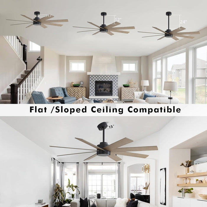 72 in. Large Ceiling Fans without Lights , Reversible Indoor Ceiling Fan NO Light for Bedroom Living Room, Black Outdoor Ceiling Fan for Patio-5-ErisView