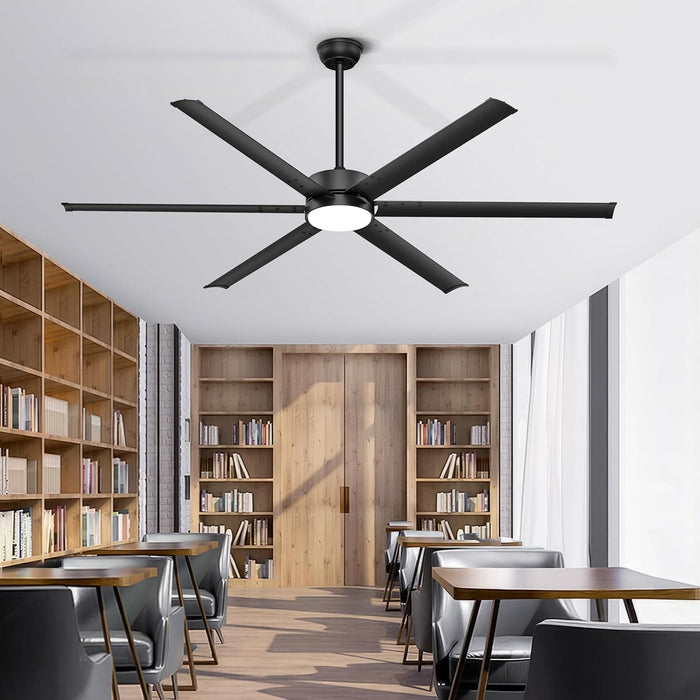 72 in. Large Industrial Remote Control Ceiling Fan and Light, Black Big Metal Blade Fan, Ceiling Fan for Patio Shop Living Room, Garage Ceiling Fan -8-ErisView