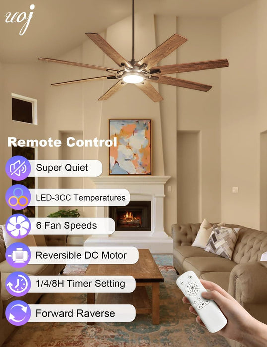 72 in. Large Outdoor Ceiling Fans with Light and Remote Control, Modern Industrial Reversible Ceiling Fan for Living Room Patio Bedroom, Large Outdoor Fan-2-ErisView