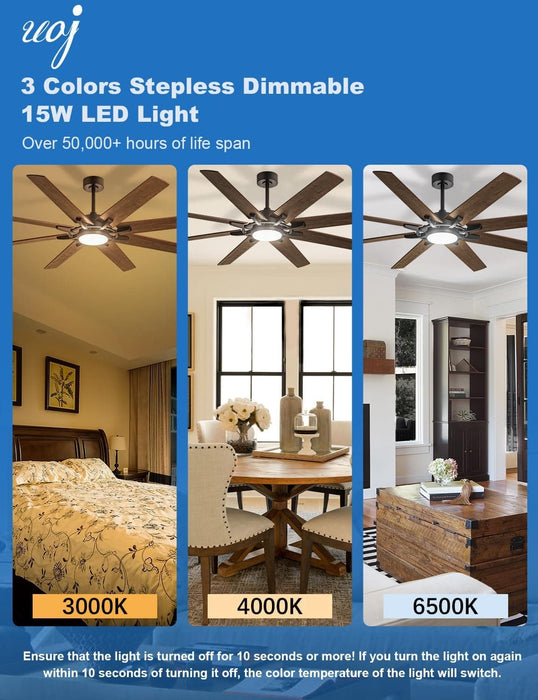 72 in. Large Outdoor Ceiling Fans with Light and Remote Control, Modern Industrial Reversible Ceiling Fan for Living Room Patio Bedroom, Large Outdoor Fan-5-ErisView