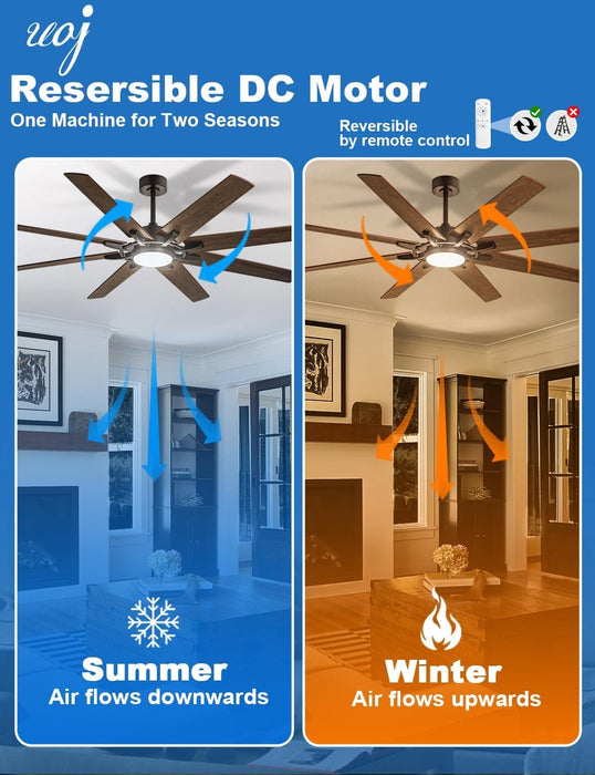 72 in. Large Outdoor Ceiling Fans with Light and Remote Control, Modern Industrial Reversible Ceiling Fan for Living Room Patio Bedroom, Large Outdoor Fan-6-ErisView