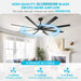 72 in. Large Outdoor Ceiling Fans with Light and Remote Control, Outdoor Black Modern Ceiling Fan for Patio, Designer Fans-2-ErisView