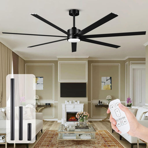 Homnia 72 Inch Industrial Modern Ceiling Fan With Light And Remote – 8 Blades Reversible